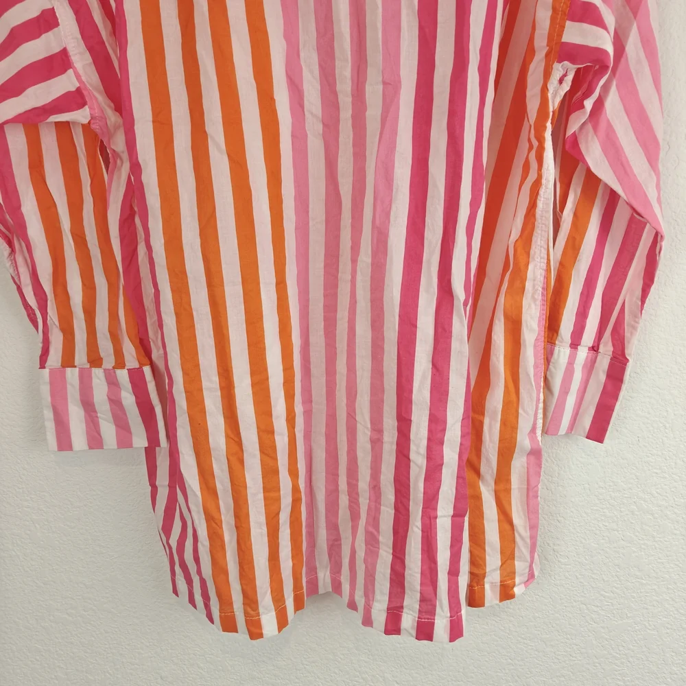 Beach Riot Nwot Alexa Coverup Button Down Sunset Stripes Pink Orange Sz L/XL - Picture 12 of 14